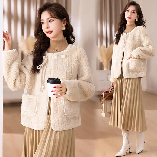 冬季新款，潮流时尚包边羊羔毛皮毛一体外套HR-FDNW23213 商品图5