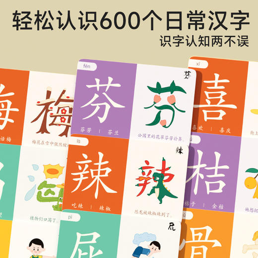 59.9/全套3册【轻松记住600常用字！左右脑开发】时光学幼儿象形识字闪卡200字，宝宝幼小衔接启蒙识字卡，养成好习惯 分阶提升训练 商品图1