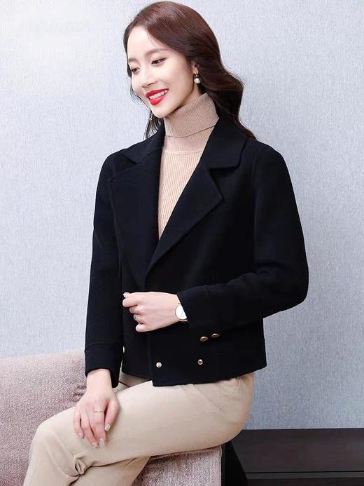 D6069 /D6223        时尚气质通勤百搭短款双面羊绒大衣短款外套（特价不退换，扣子有差异） 商品图1