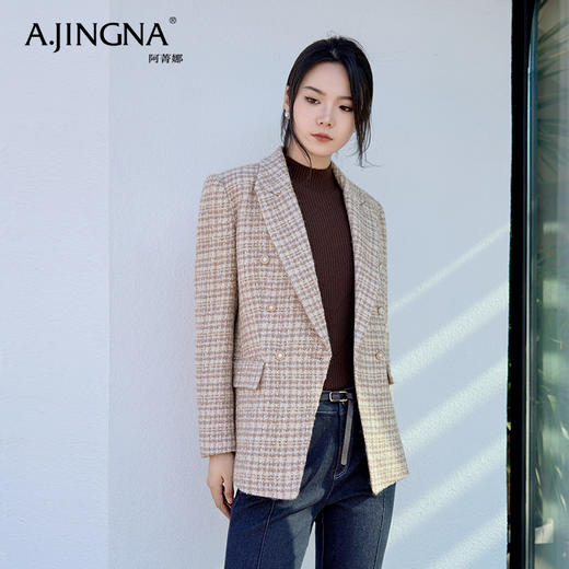【商城同款】阿菁娜多色纱线混纺西装香风外套A28Q107023 商品图1