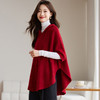 中国风红色斗篷赫本风洋气大衣，女秋冬小个子连帽毛衣外套针织罩衫CC-J368 商品缩略图0