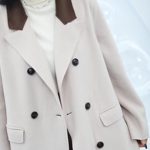 216WS拼接领双排扣呢绒大衣30918（杏） 秋季 316103032105 商品图7