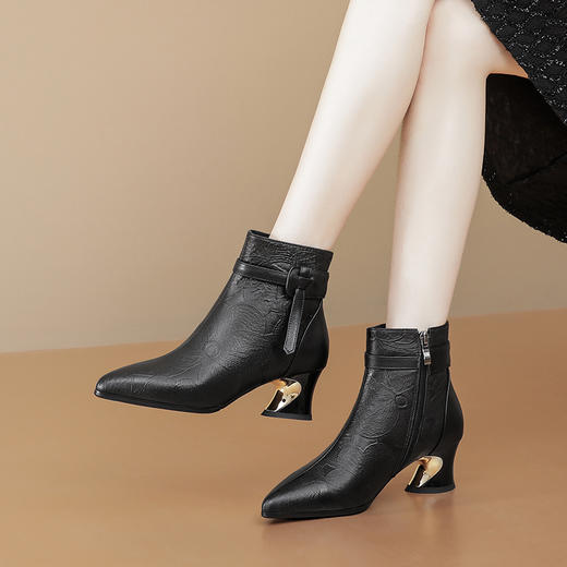 时尚气质，粗跟高跟短靴TFJC-W168 商品图3