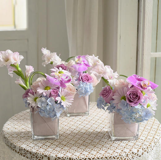 紫色系方杯插花 商品图5