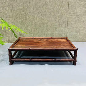 酸枝仿竹节长方形底座花器玉石摆件托架