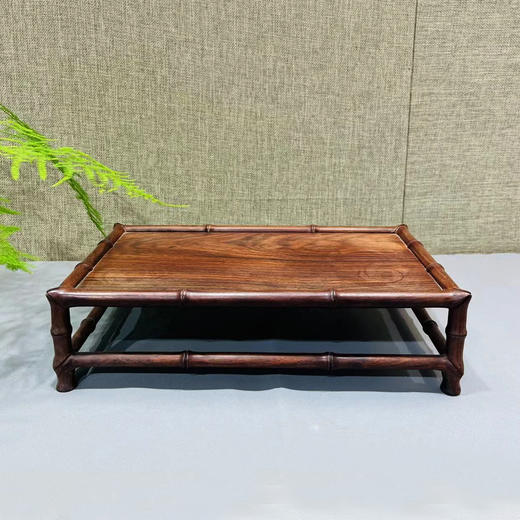 酸枝仿竹节长方形底座花器玉石摆件托架 商品图0