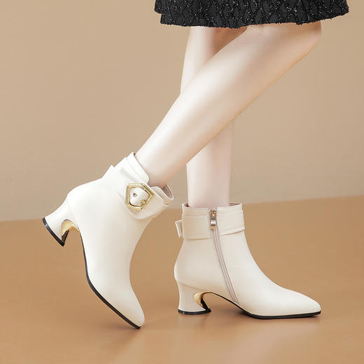 时尚皮带扣，尖头短靴粗跟时装靴TFJC-W172 商品图2