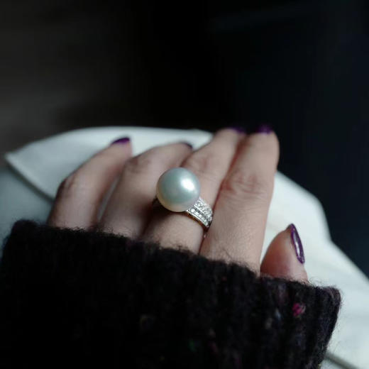 龢盒原创 无暇澳白珍珠满钻戒指 商品图3