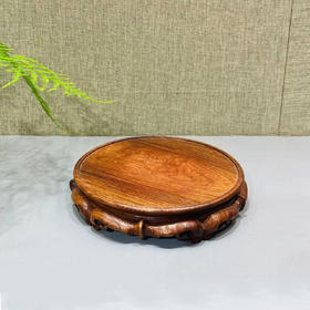 花梨木圆形底座佛像花器玉石摆件底座