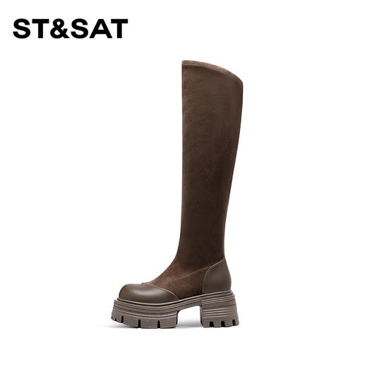 星期六时尚绒面厚底长筒靴SS34117I60 商品图6