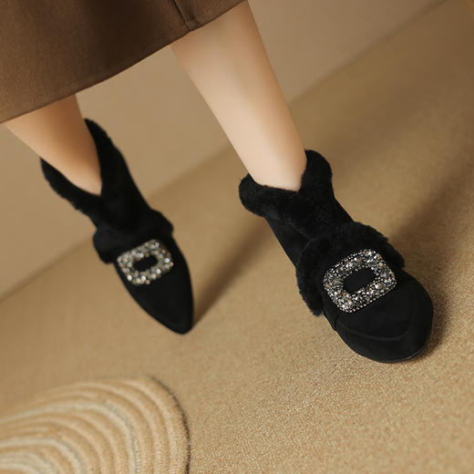 冬季新款，平跟羊羔毛口水钻短靴LD-6633 商品图7