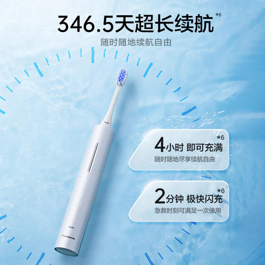 松下（Panasonic）电动牙刷奶泡刷 去渍护龈双效清洁 滑屏解锁控制 可视化电量长久续航 EW-DC20-A蓝 商品图0