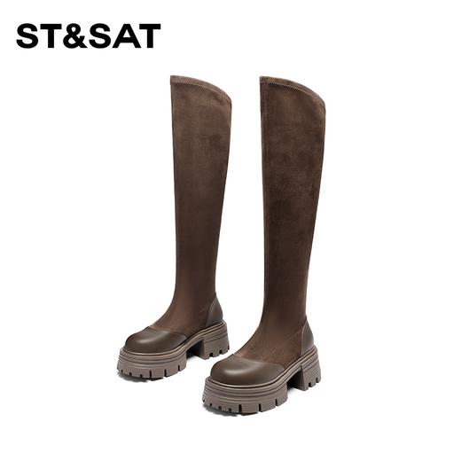 星期六时尚绒面厚底长筒靴SS34117I60 商品图4