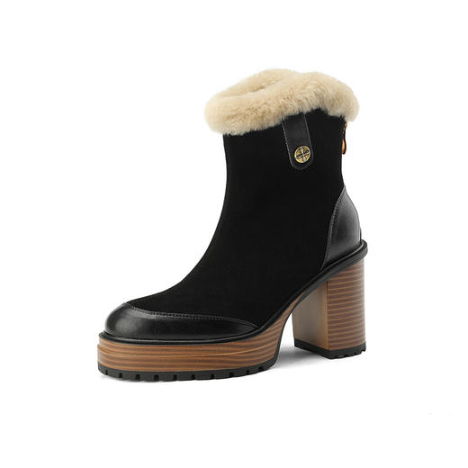 厚毛保暖，厚底防水台粗跟短靴HBP-3877A 商品图14