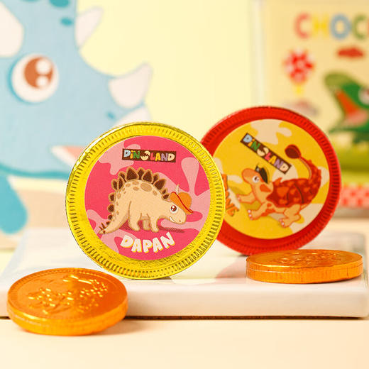 荷兰迪诺恐龙家族荷兰金币巧克力120g/044190 恐龙图案随机柔滑细腻 商品图1