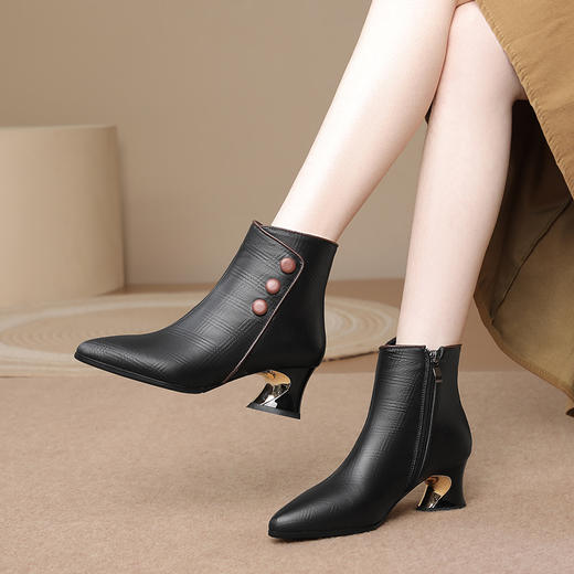 低筒细跟，尖头侧拉链时装靴TFJC-W173 商品图3