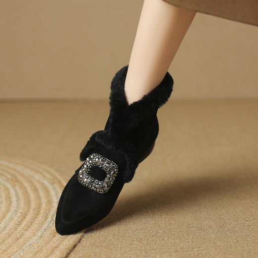 冬季新款，平跟羊羔毛口水钻短靴LD-6633 商品图6