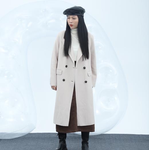 216WS拼接领双排扣呢绒大衣30918（杏） 秋季 316103032105 商品图0