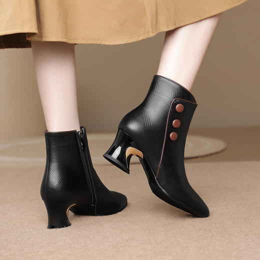 低筒细跟，尖头侧拉链时装靴TFJC-W173 商品图1