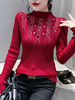 SMZ12244镂空毛衣女内搭冬季欧货重工烫钻上衣半高领紧身针织打底衫女长袖 商品缩略图0