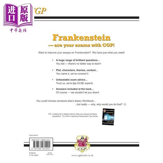 【中商原版】英国CGP GCSE English - Frankenstein Workbook (includes Answers) 商品图1