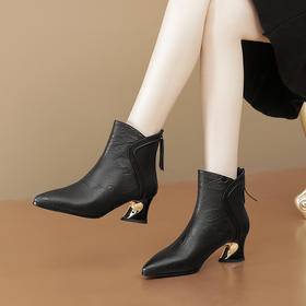 尖头粗跟高跟鞋，优雅时尚时装短靴TFJC-W161