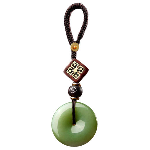 和田玉平安扣活扣设计编绳钥匙扣 商品图3