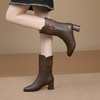 粗跟真皮中筒靴，不过膝长靴TFJC-W176 商品缩略图5