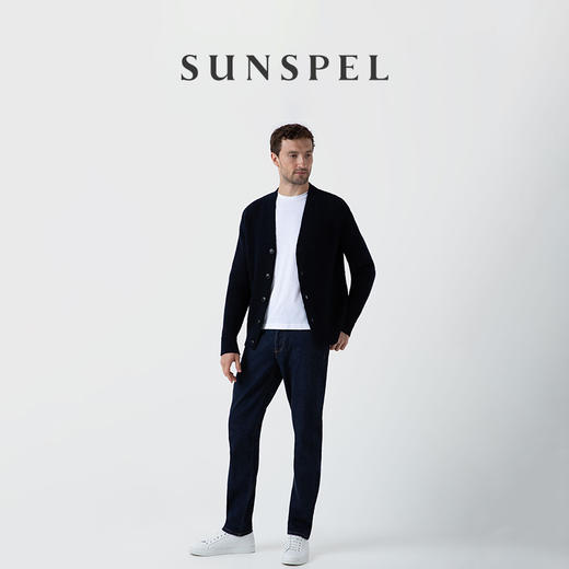 SUNSPEL男士秋冬美利奴羊毛V领针织开衫外套 商品图1