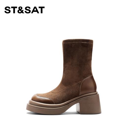 星期六厚底粗跟弹力瘦瘦靴SS33116E59 商品图5