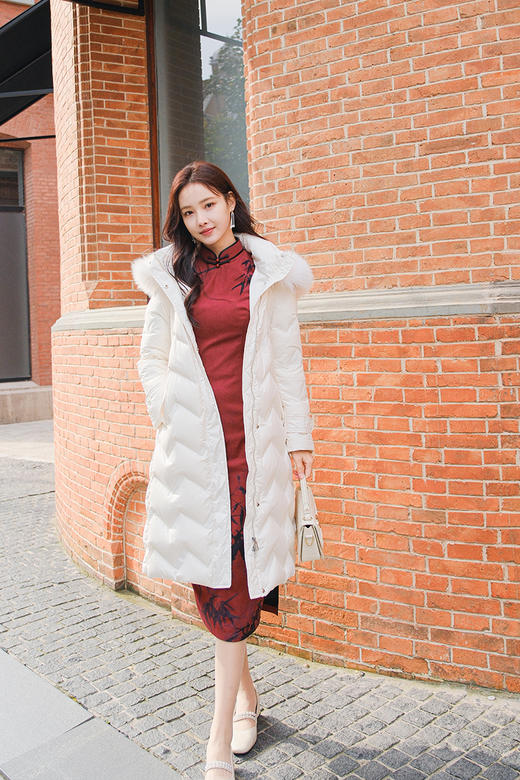 逸红颜明月优选#『汀上雪』狐狸毛领腰带收腰羽绒服，精致体面不臃肿【90白鸭绒】 商品图8