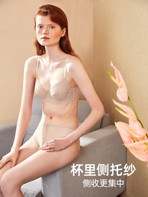 HSIA遐 超薄大码内衣女 蒲公英性感蕾丝夏季无痕全罩杯薄款大胸显小文胸 商品图3