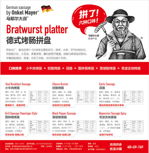 【德式烤肠拼盘】一包烤肠，六种风味！马耶尔大叔，一口到德国！ 商品图1