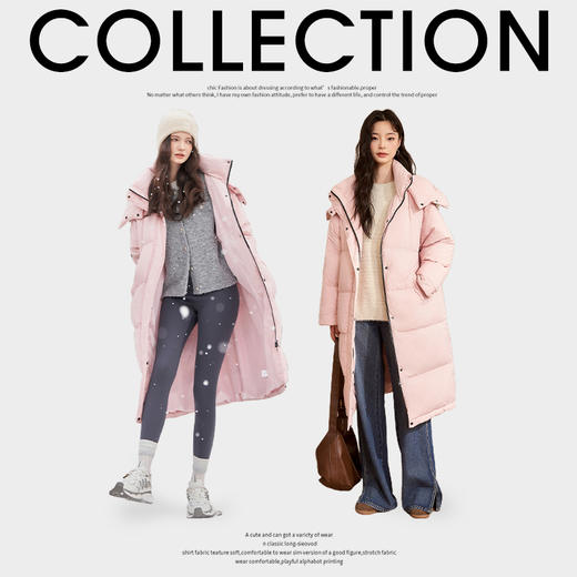 西遇粉色长款羽绒服女秋冬新款加厚韩系面包服过膝保暖外套12431854 商品图2
