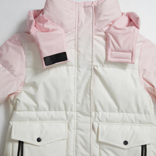 西遇韩系渐变色中长款羽绒服女秋冬新款压线设计立领连帽外套D2531665 商品图5