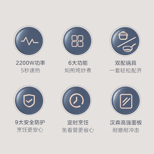 美的（Midea） 家用电磁炉2200w触摸式速热火锅炉预约定时黑晶面板4D防水电磁灶炒涮炖煮炸烤【线下同款】 22RB03(汤锅+炒锅) 商品图1