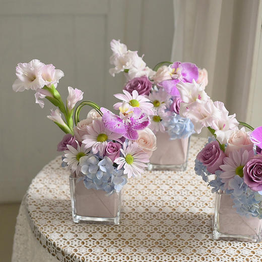 紫色系方杯插花 商品图1