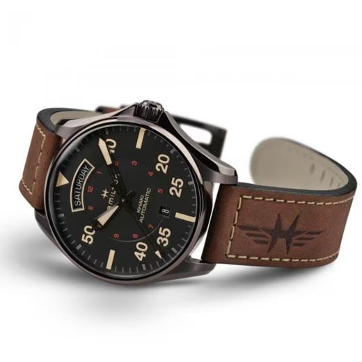 汉米尔顿 Hamilton 卡其航空系列飞行员双历自动机械表 H64605531 商品图2