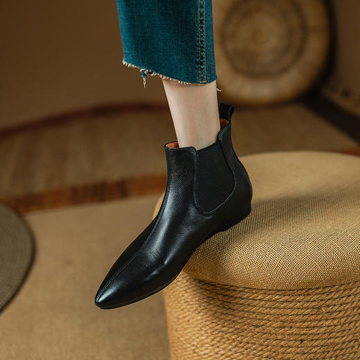 纯色简约，尖头超软真皮短靴PS2131 商品图4