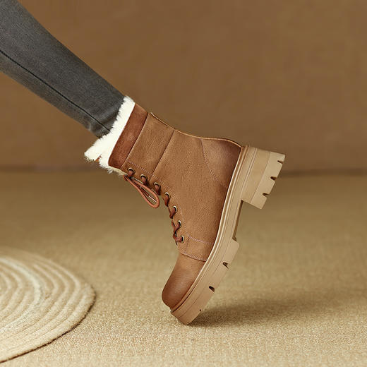 纯色简约，厚毛保暖马丁靴HBP-3876A 商品图4