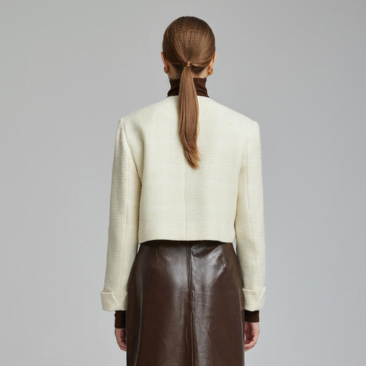 NR033斯尔丽2023冬季提花纯色小香铺棉系列保暖显瘦时尚高级外套棉 商品图1