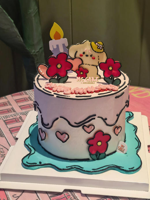 小狗花花二次元漫画风蛋糕 商品图0