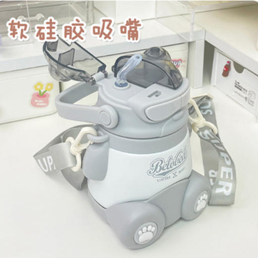 「四色可选！颜值派」双饮儿童保温杯 吸管斜挎直饮便携带背带颜值316不锈钢大肚杯餐饮用具 商品图2