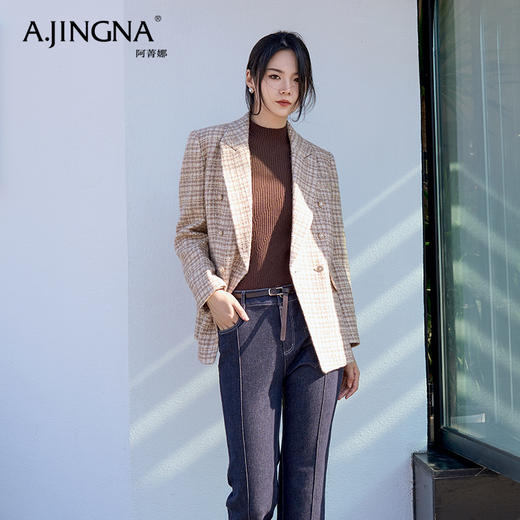 【商城同款】阿菁娜多色纱线混纺西装香风外套A28Q107023 商品图4