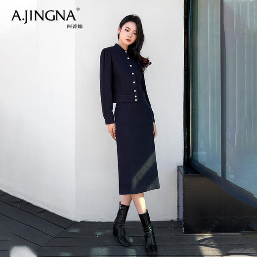 【积分兑换】阿菁娜气质优雅圆领高雅香风外套A28Q107011 商品图1