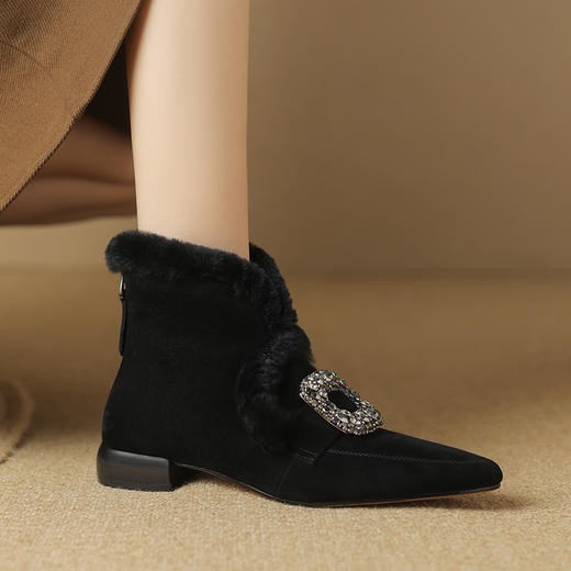 冬季新款，平跟羊羔毛口水钻短靴LD-6633 商品图12