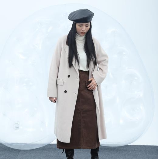 216WS拼接领双排扣呢绒大衣30918（杏） 秋季 316103032105 商品图3