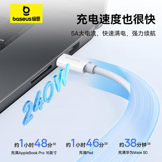 倍思 优胜系列 2 USB4全功能快充数据线 Type-C to Type-C 240W 商品图3