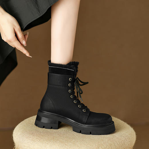 纯色简约，厚毛保暖马丁靴HBP-3876A 商品图11