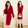 秋冬季新款，洋气时尚花苞袖新中式双盘扣两件套连衣裙HR-YBER333 商品缩略图0